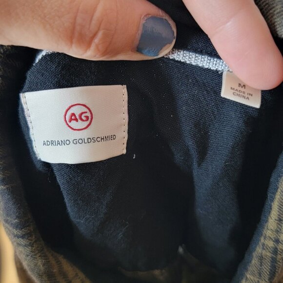 AG Adriano Goldschmied‎ Medium Green / Brown Plaid Button Down Men's Shirt M - Picture 4 of 5